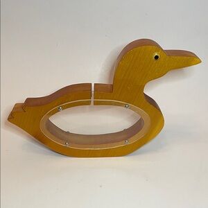 Vintage Handmade Duck-Shaped Wooden Piggy Bank | Wood-Working Cottagecore Decor